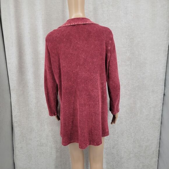 Sea Breeze Vintage Burgundy Tunic or Mini Dress Johnny Collar Fisherman Cotton - Picture 5 of 9